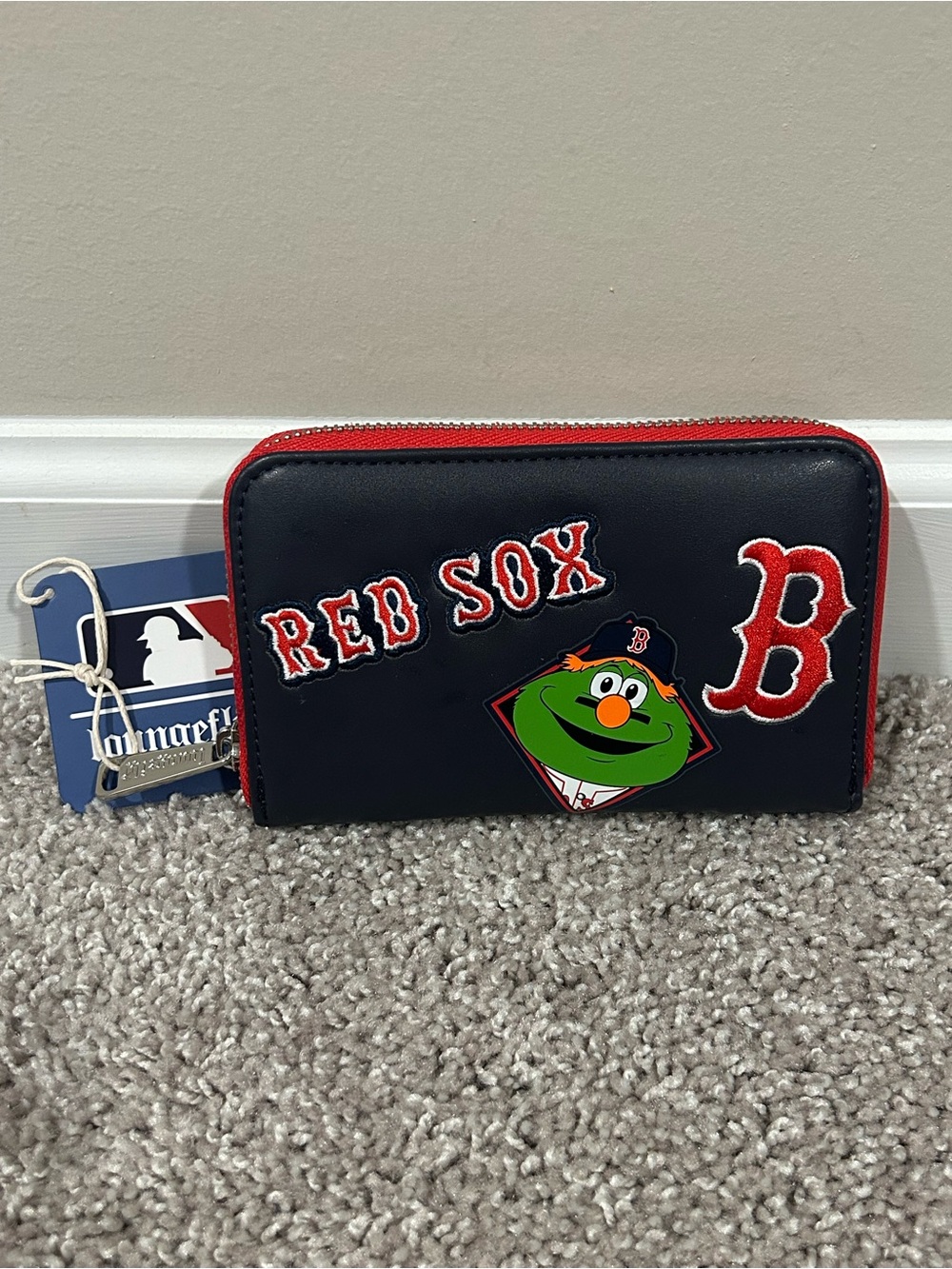 Loungefly Boston Red Sox Navy Zip Wallet with Wally Mascot - NWT